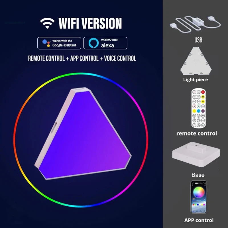 LED Smart WIFI Triangle Wall Light Desktop RGB Sound